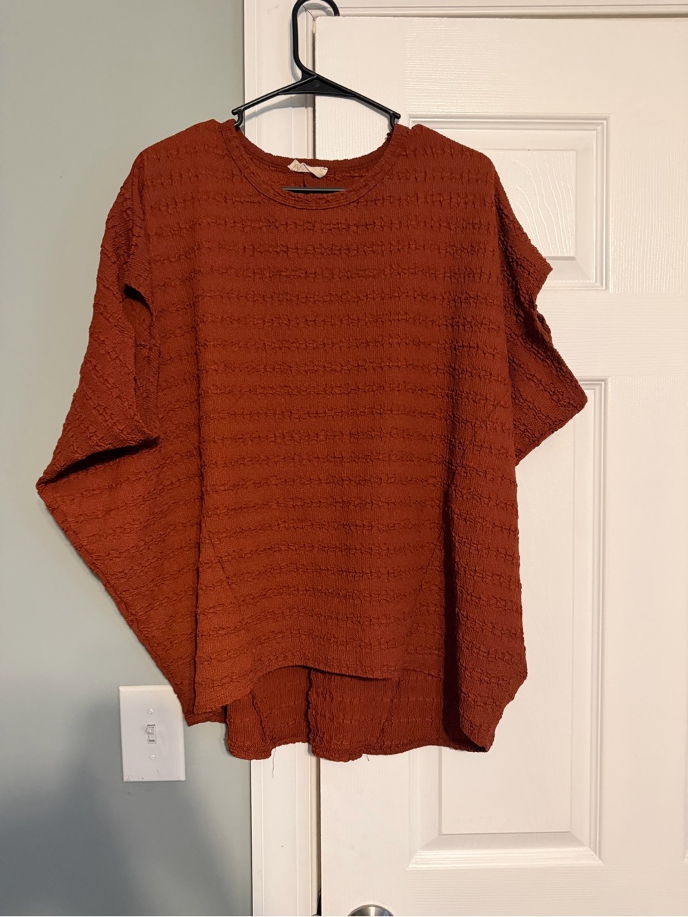 entro Burnt Orange Textured Long Sleeve Blouse